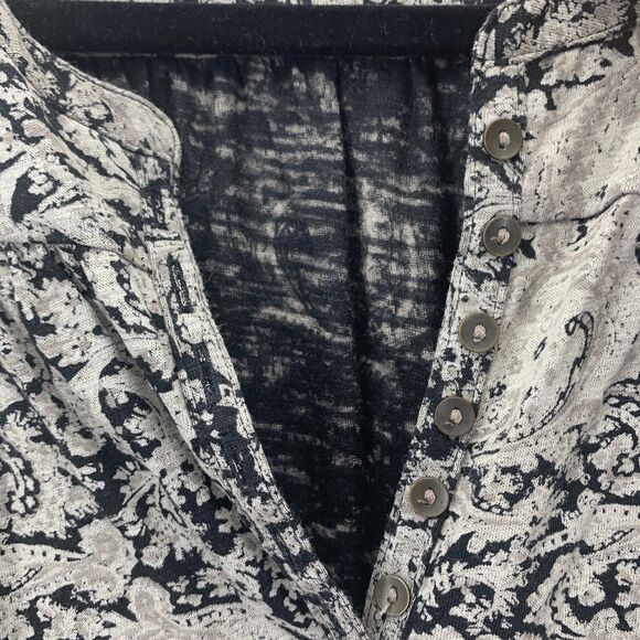 Lucky Brand Womens Large Popover Blouse Paisley Boho Peasant Long Sleeve - Picture 5 of 14